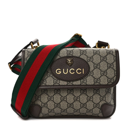Gucci GG Supreme Monogram Web Small Neo Vintage Double Flap Messenger Bag Beige New Acero 1 of 8