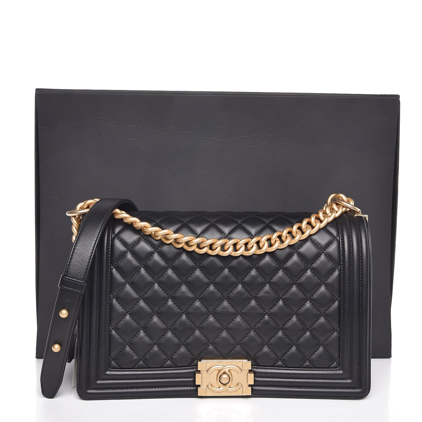 Lambskin Quilted New Medium Boy Flap Black