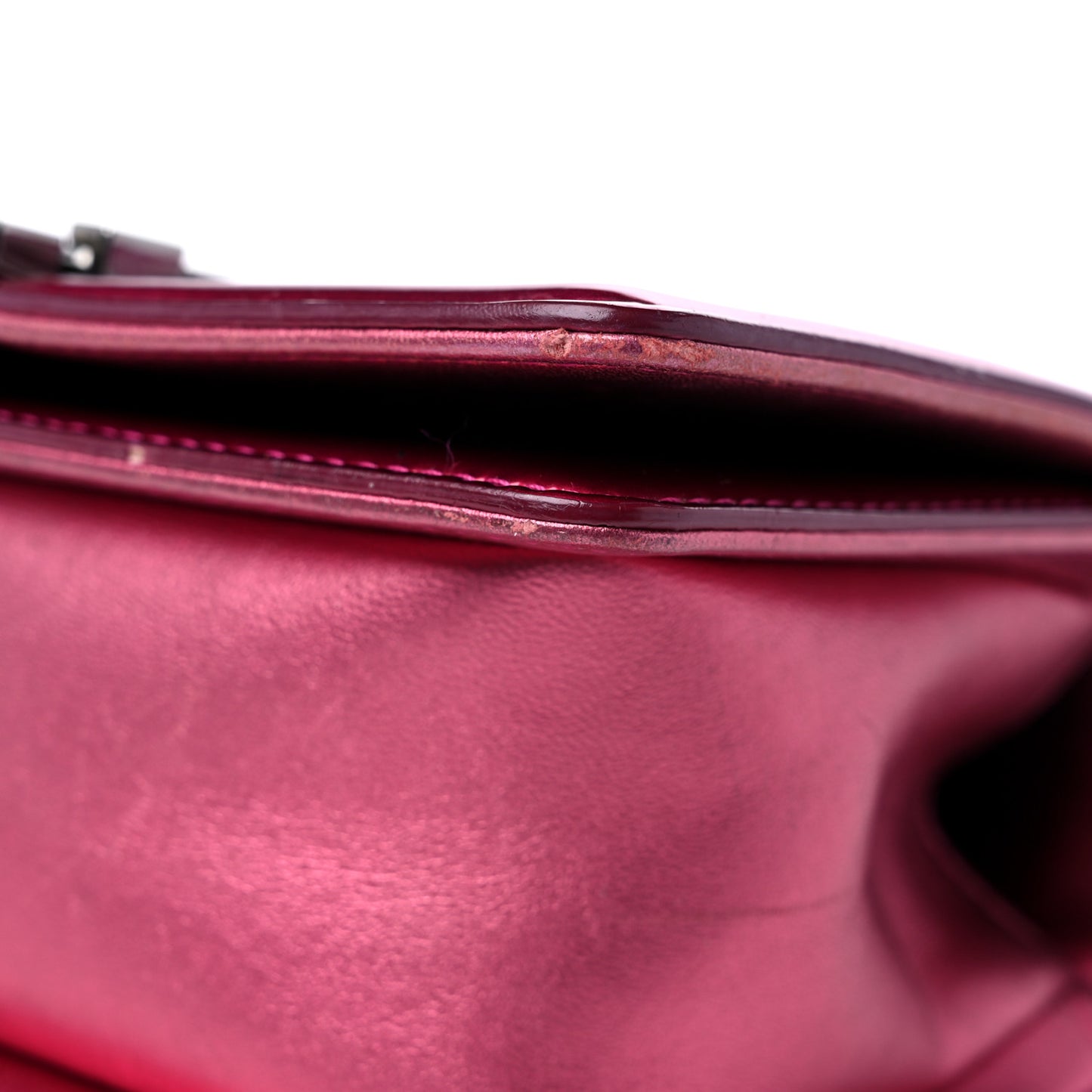 Metallic Patent Calfskin Quilted Small Boy Flap Pink