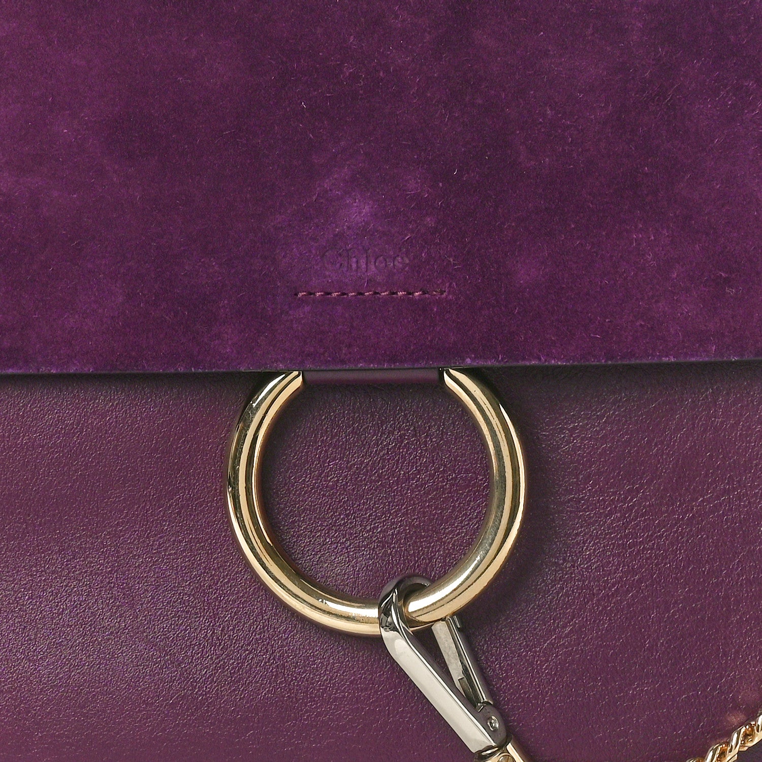 Chloe Calfskin Suede Medium Faye Shoulder Bag Intense Violine 8 of 11