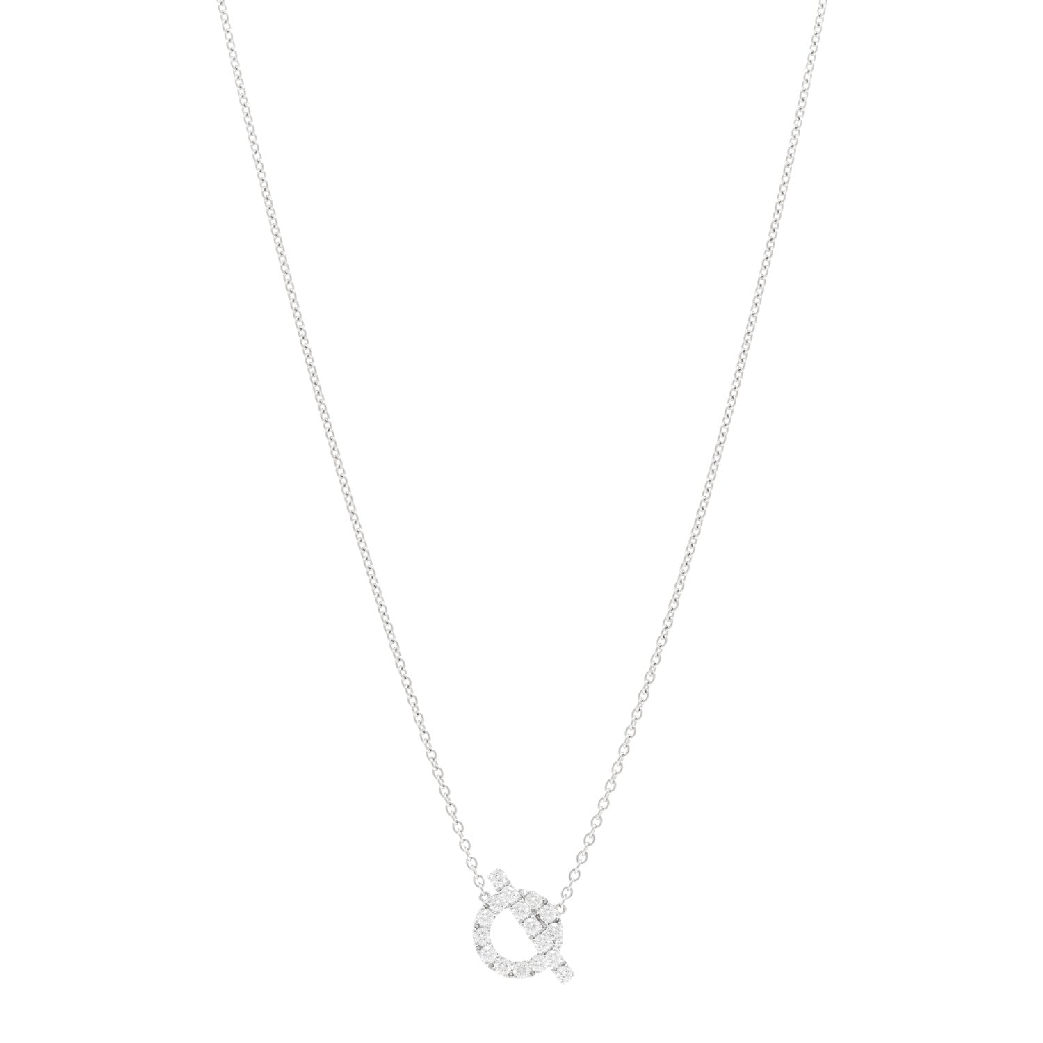 Hermes 18K White Gold Diamond Finesse Pendant Necklace 1 of 6