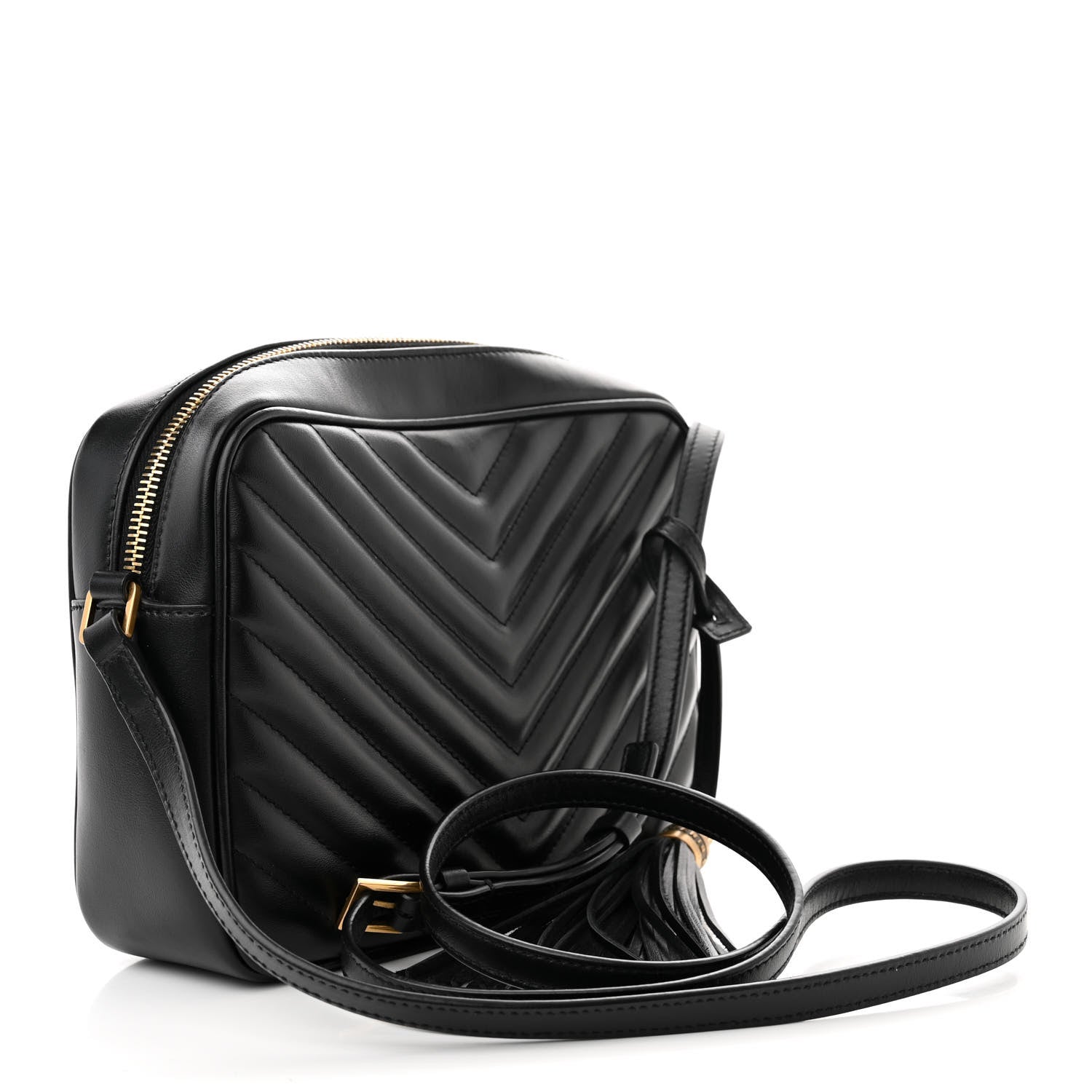 Saint Laurent Calfskin Matelasse Monogram Lou Camera Bag Black 3 of 10