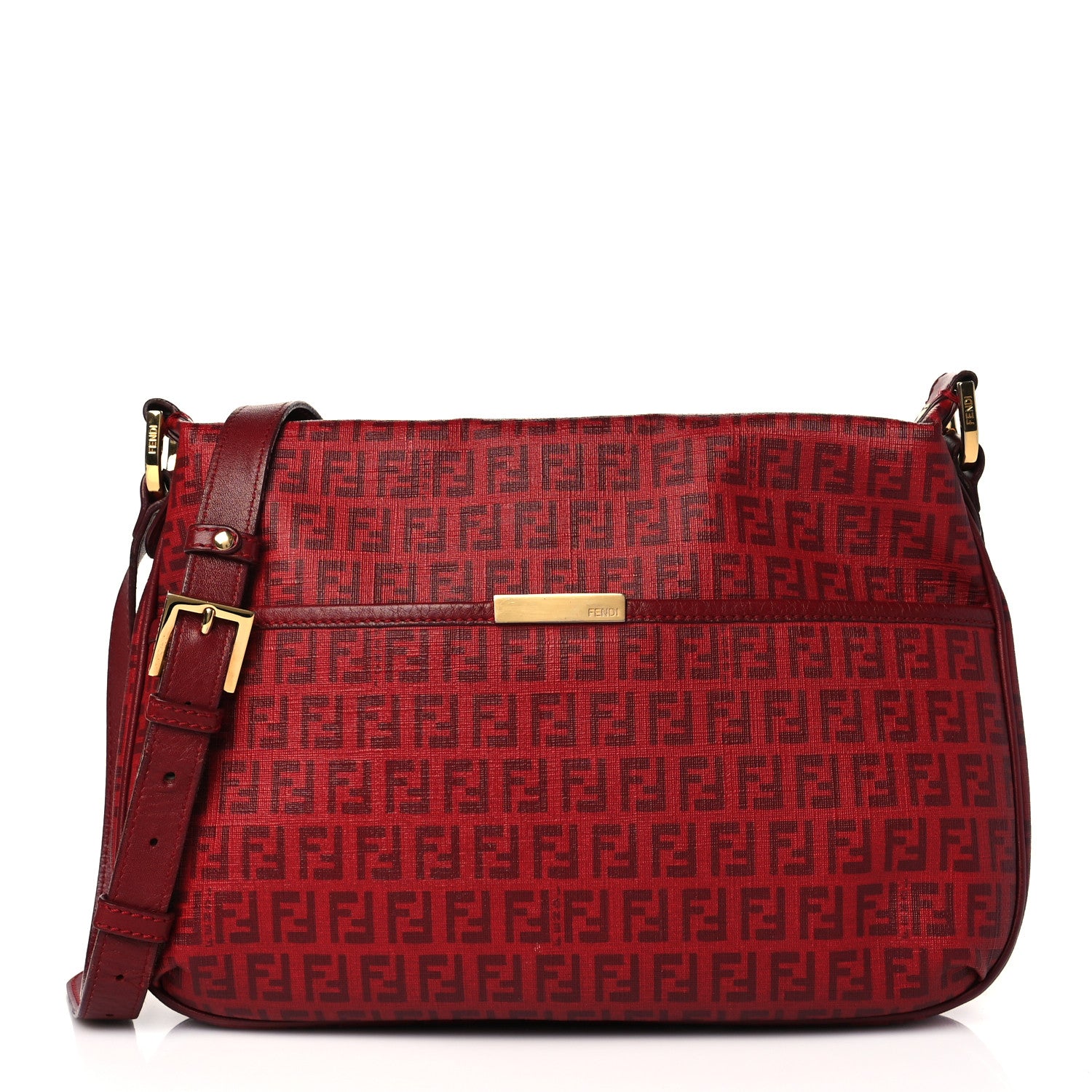Fendi Zucchino Spalmati Vitello Messenger Bag Bordeaux Rubino 1 of 11
