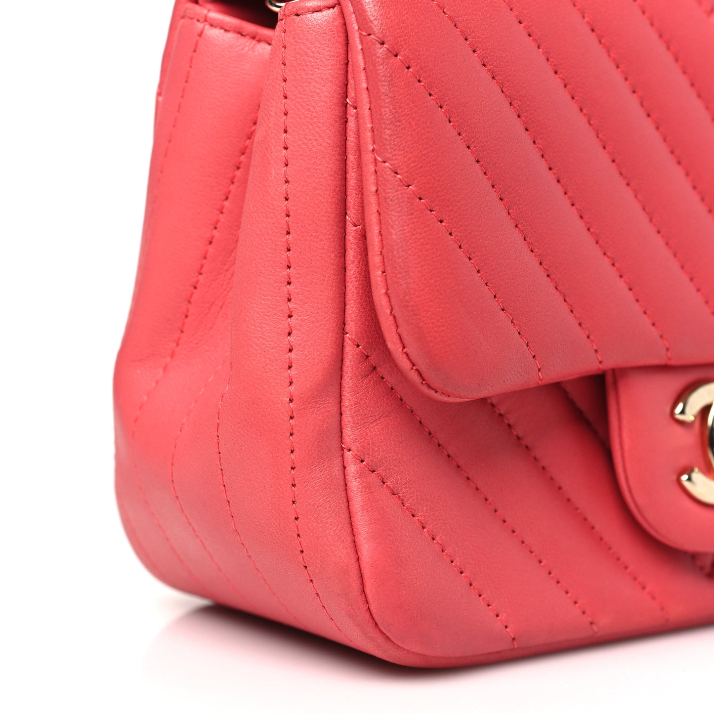 Lambskin Chevron Quilted Mini Square Flap Pink