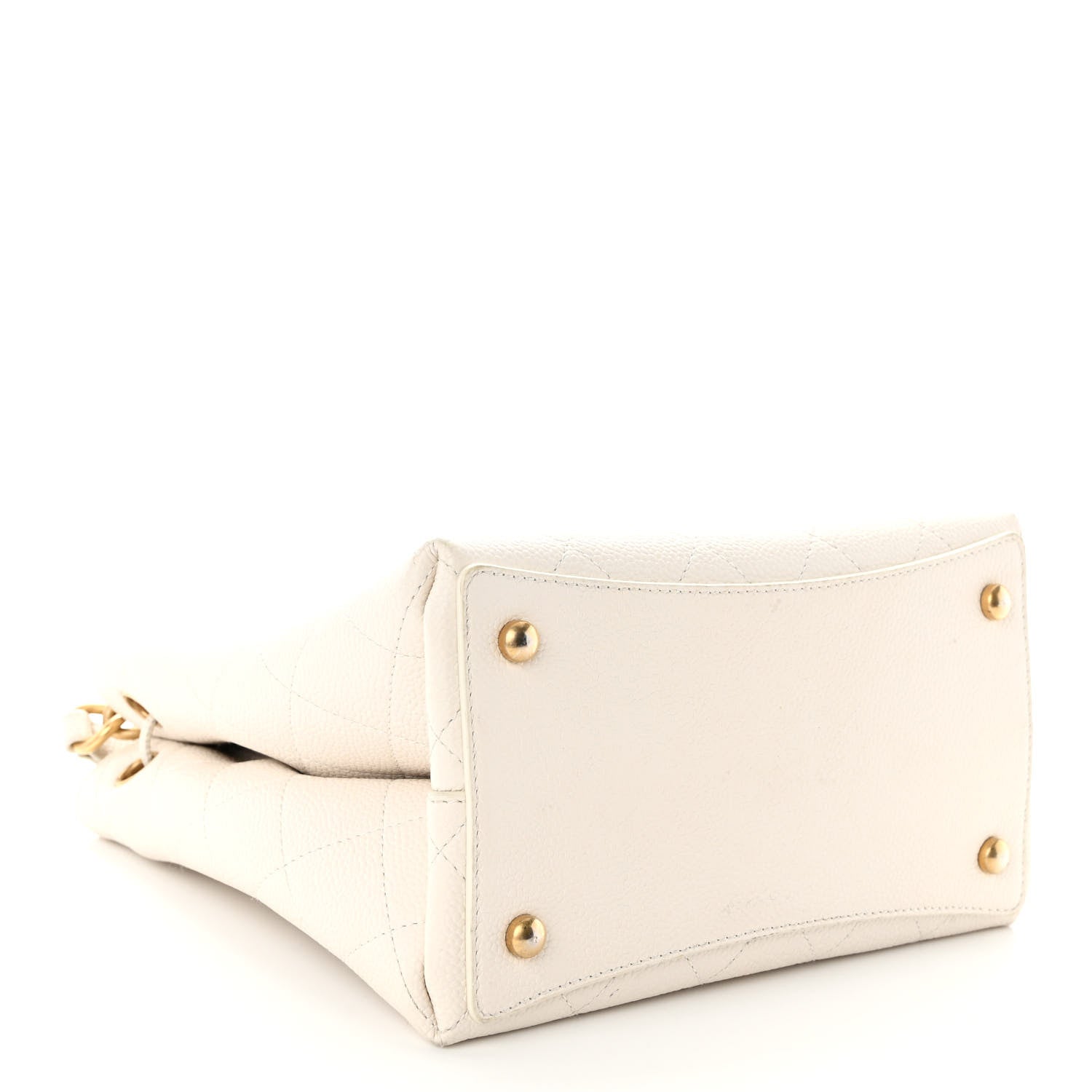 Chanel Grained Calfskin Stitched Small Drawstring Bag White 4 of 13