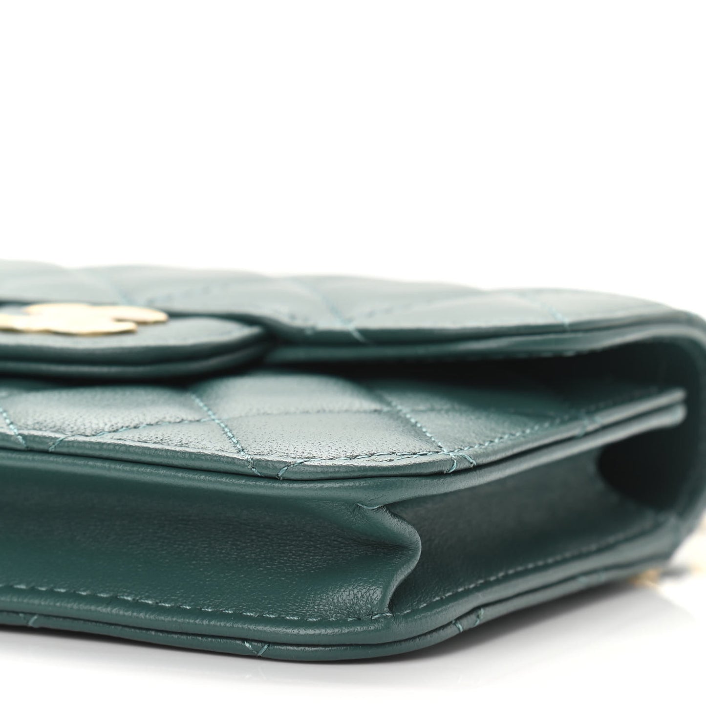 Lambskin Quilted Top Handle Flap Coin Purse With Chain Green