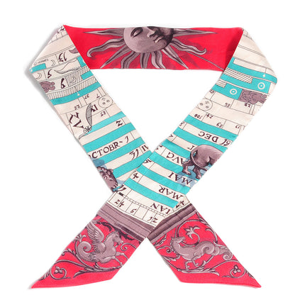 Hermes Silk Astrologie Twilly Rouge Grey Vert 1 of 5