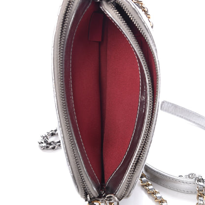 Chanel Metallic Lambskin Calfskin Quilted Small Gabrielle Clutch With Chain Silver 8 of 13
