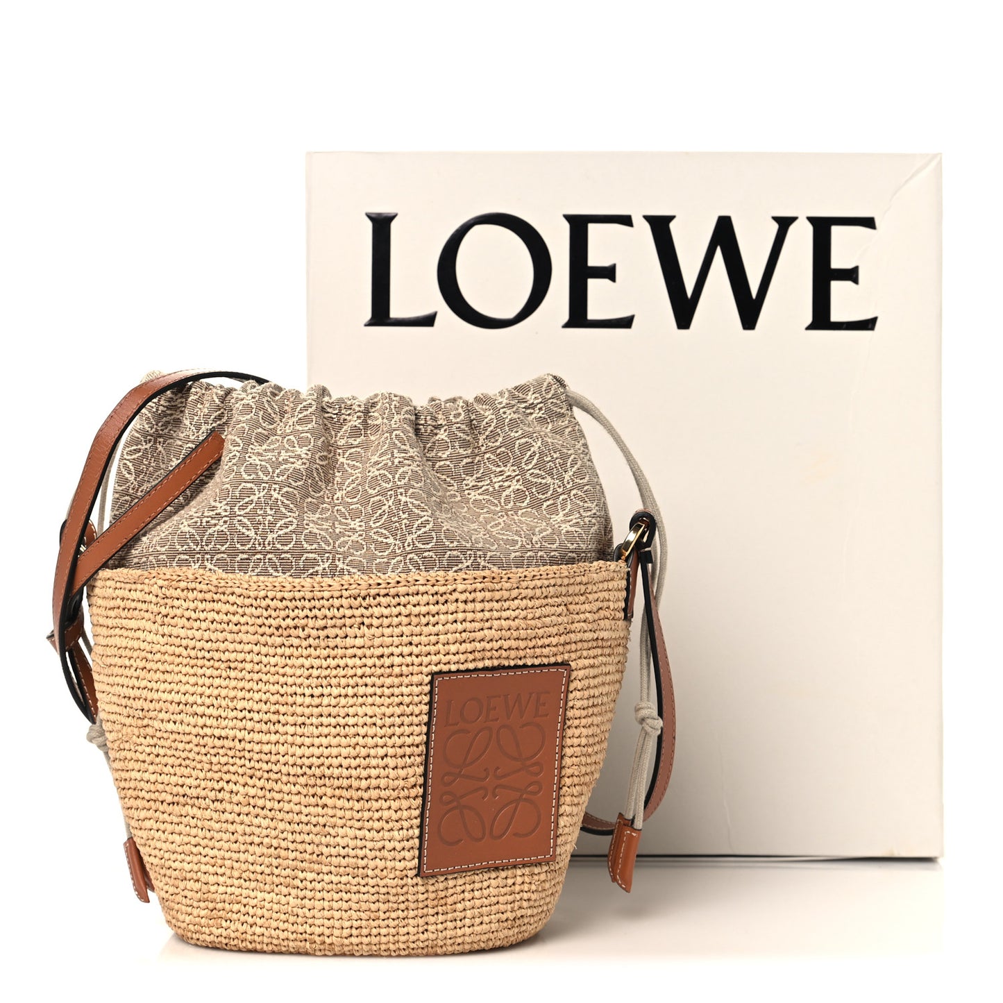 Calfskin Raffia Anagram Paulas Ibiza Pochette Bag Natural Tan