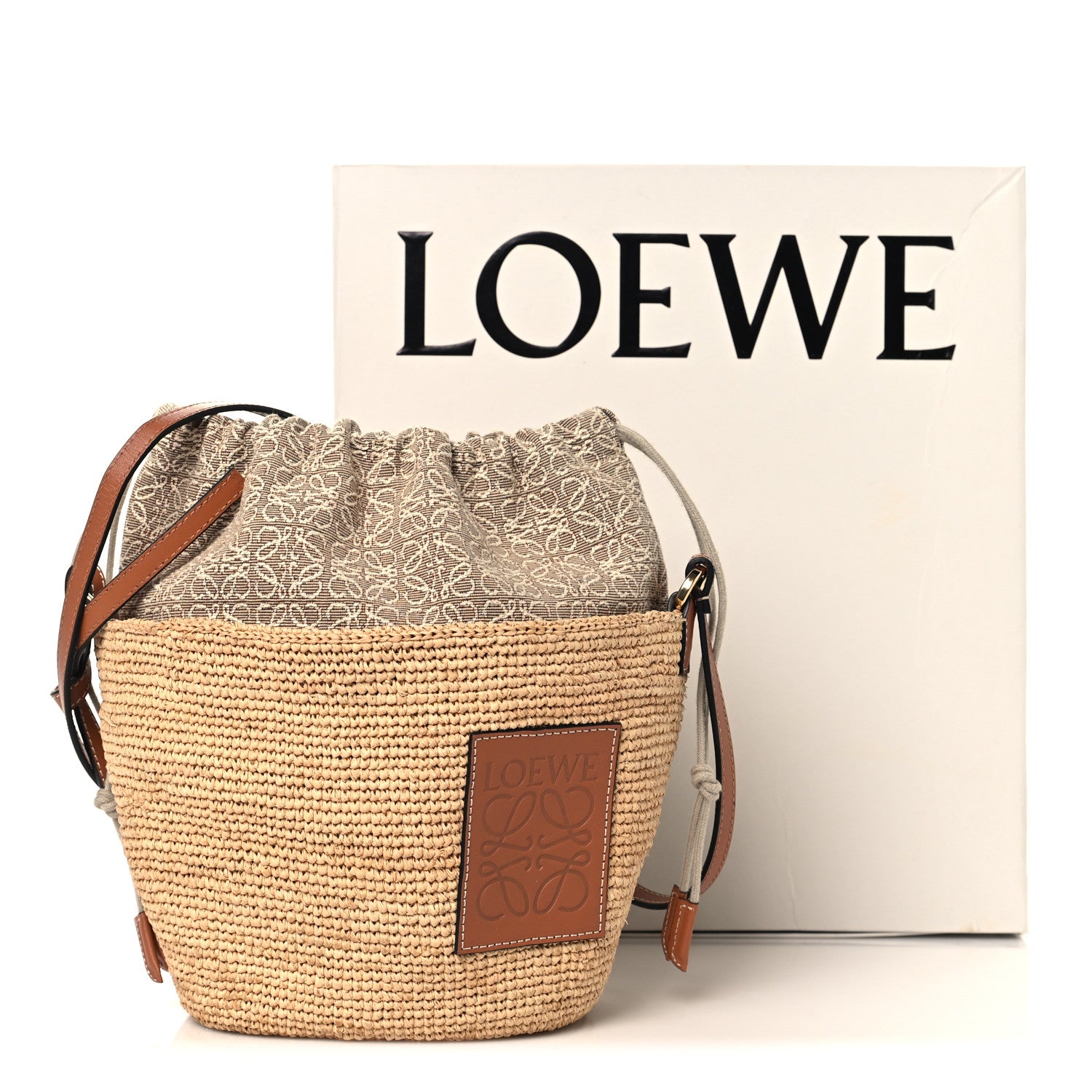 Loewe Calfskin Raffia Anagram Paulas Ibiza Pochette Bag Natural Tan 12 of 12