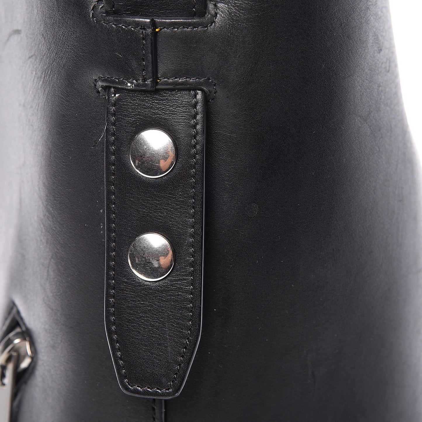 Natural Calfskin Biker Bucket Shoulder Bag Black Sunflower