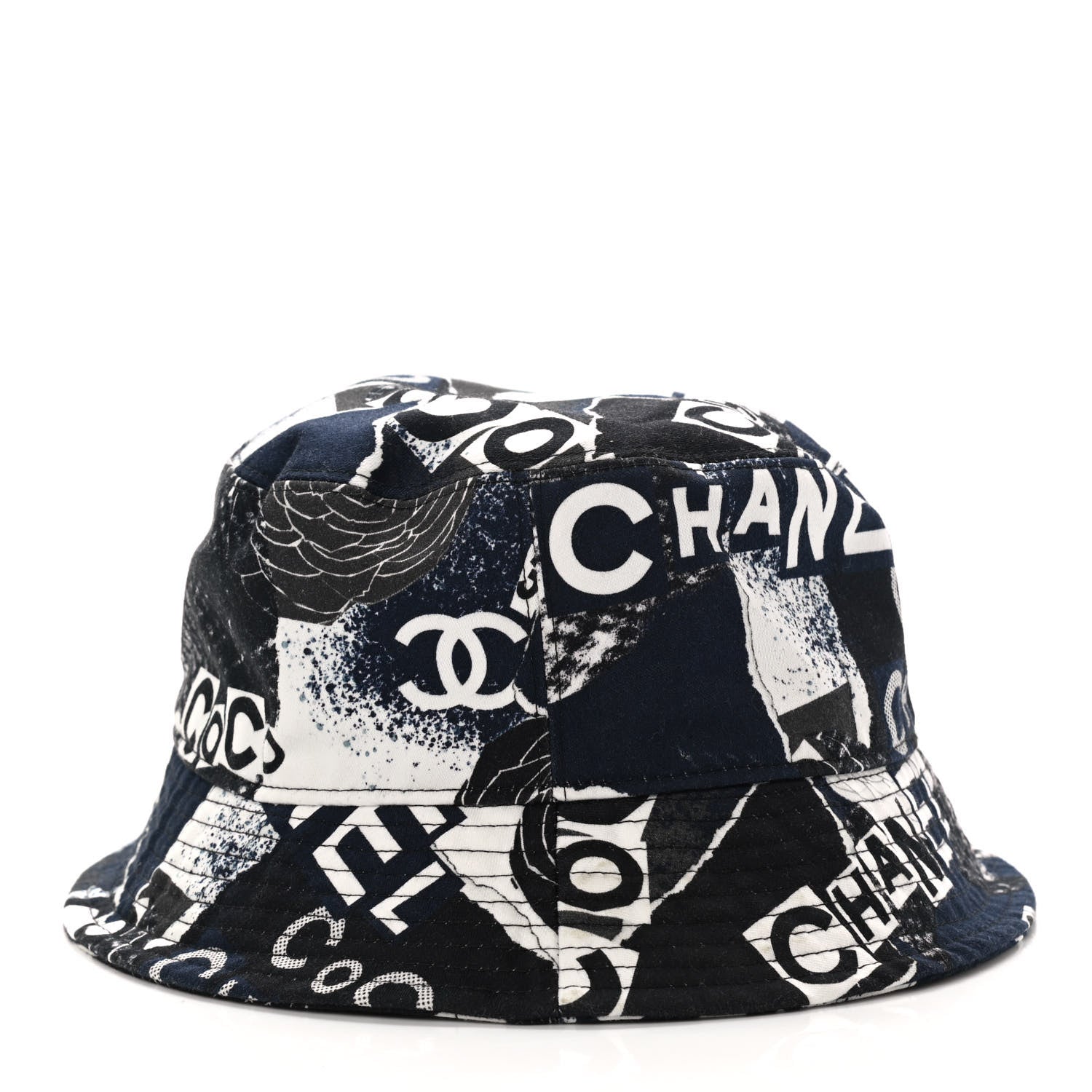 Chanel Cotton Coco Print Bucket Hat M Navy Black White 5 of 9