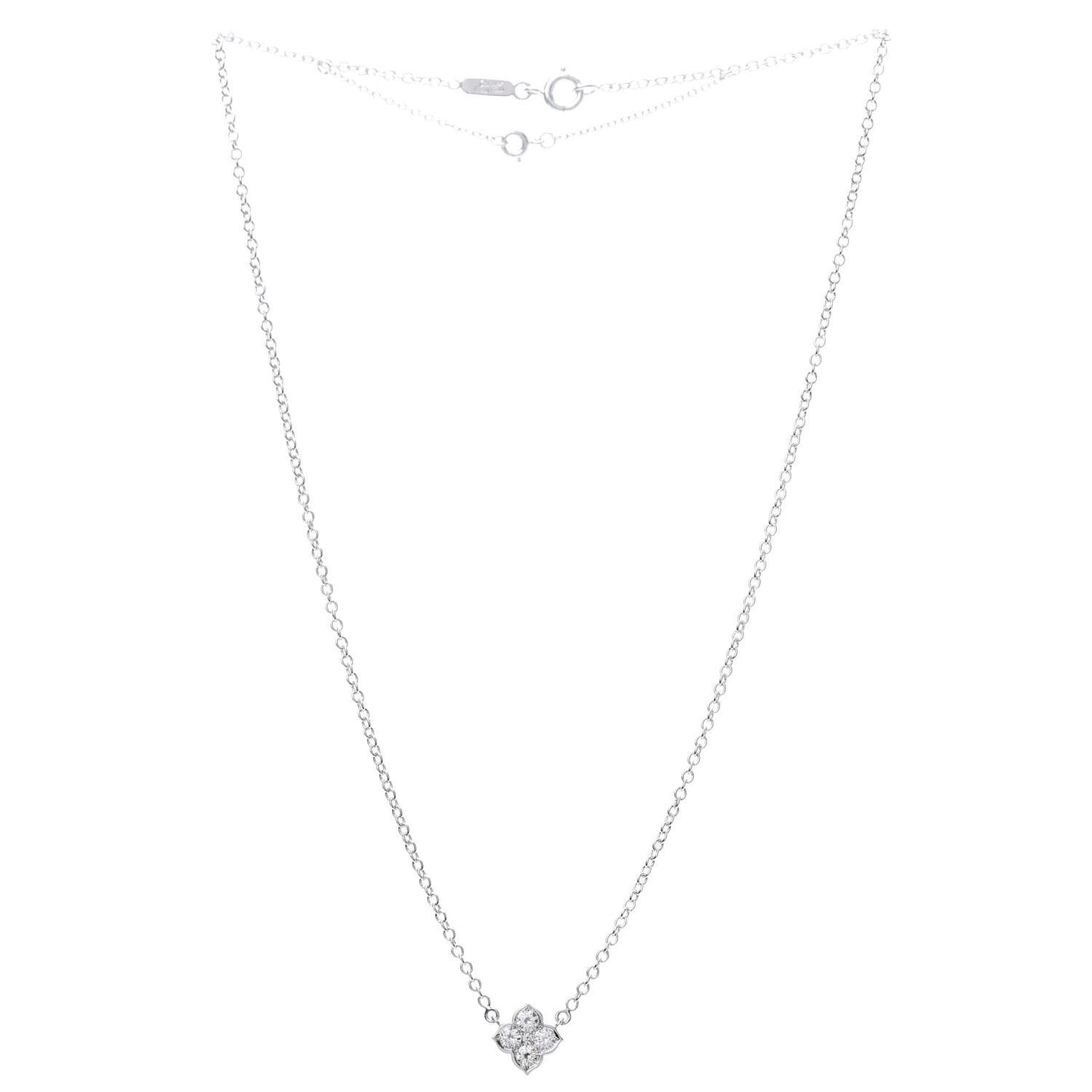 18K White Gold Diamond .41ctw Hindu Floral Pendant Necklace