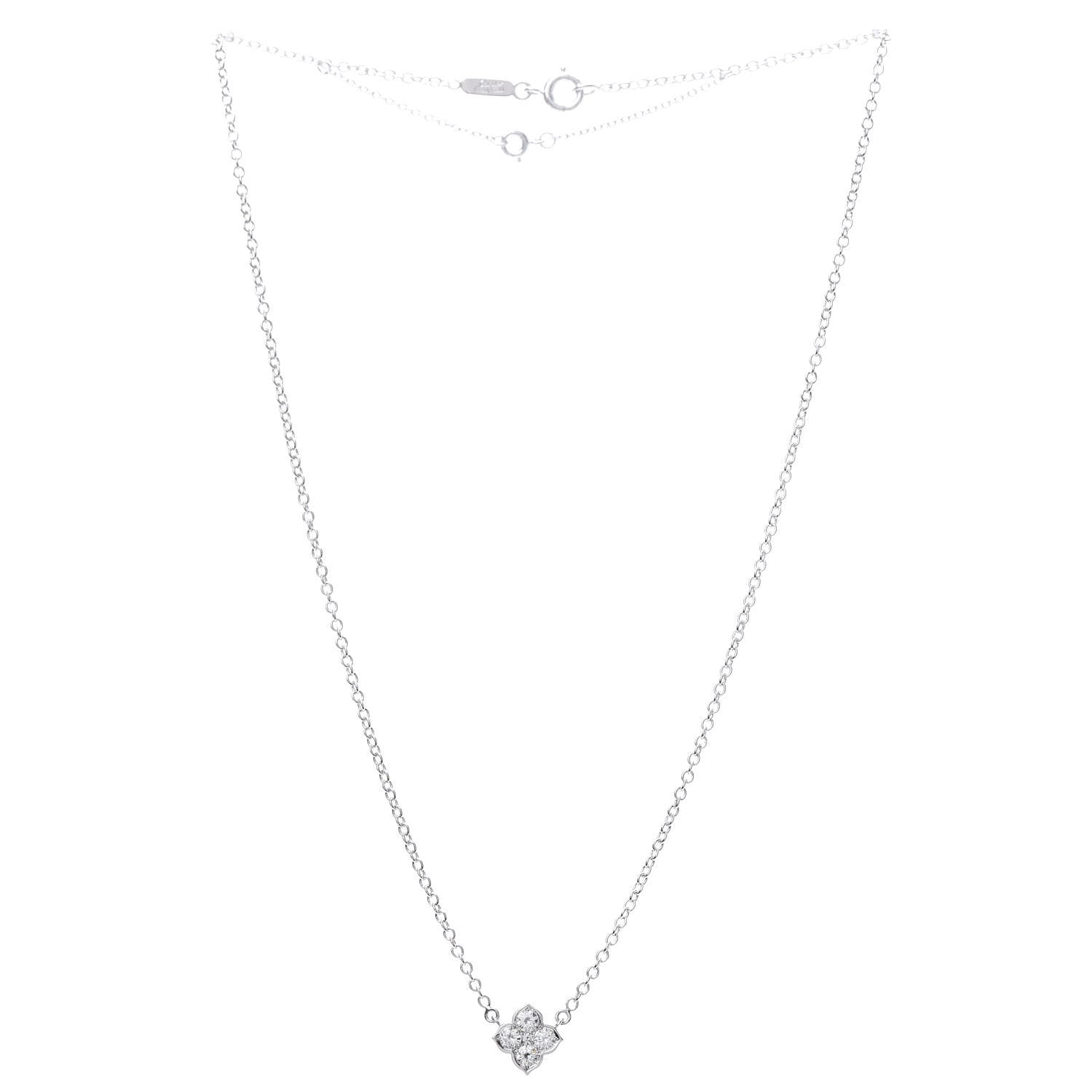 Cartier 18K White Gold Diamond .41ctw Hindu Floral Pendant Necklace 3 of 6