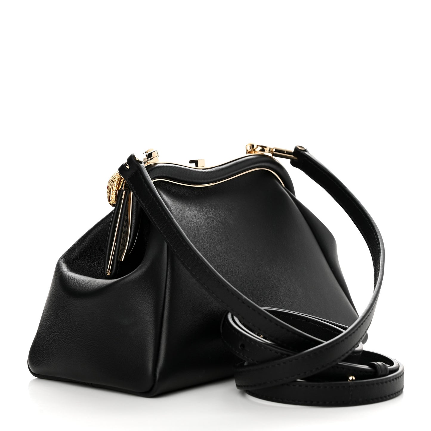 Nappa Serpentine Clutch With Strap Black