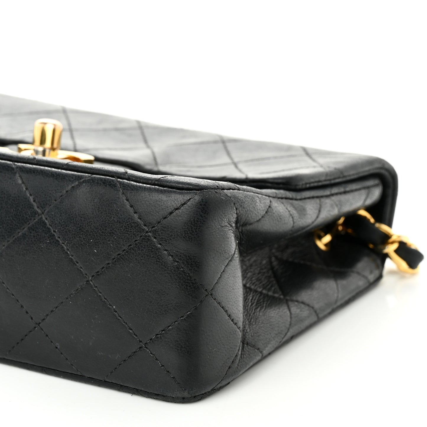 Lambskin Quilted Mini Square Flap Black