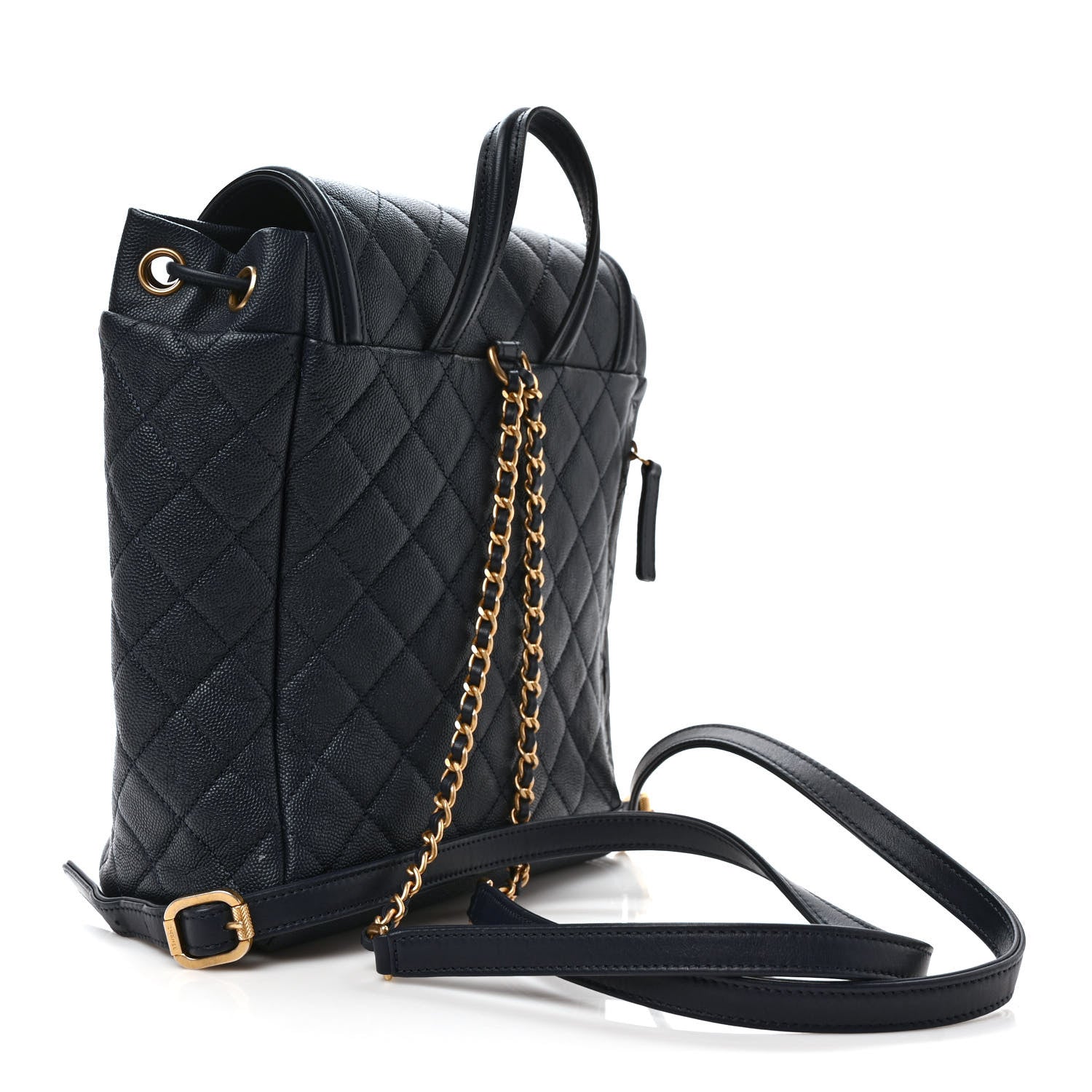 Chanel Caviar Quilted Filigree Backpack Navy 3 of 10