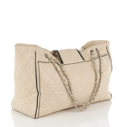 Chanel Glazed Lambskin Quilted North South XL Tote White 3 of 8