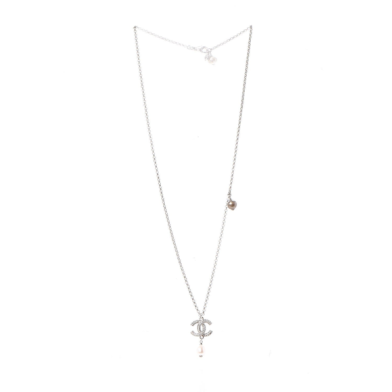 Chanel Pearl Crystal CC Drop Necklace 4 of 8