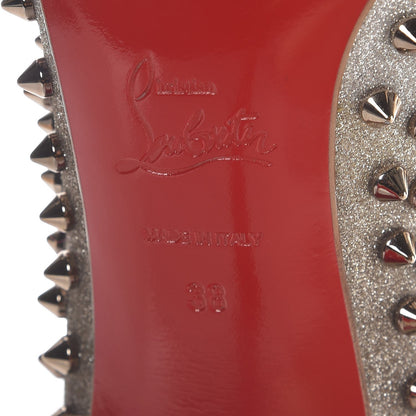 Christian Louboutin Glitter Mini Specchio Follies Spikes 100 Pumps 38 Ivory Colombe Metal 6 of 8