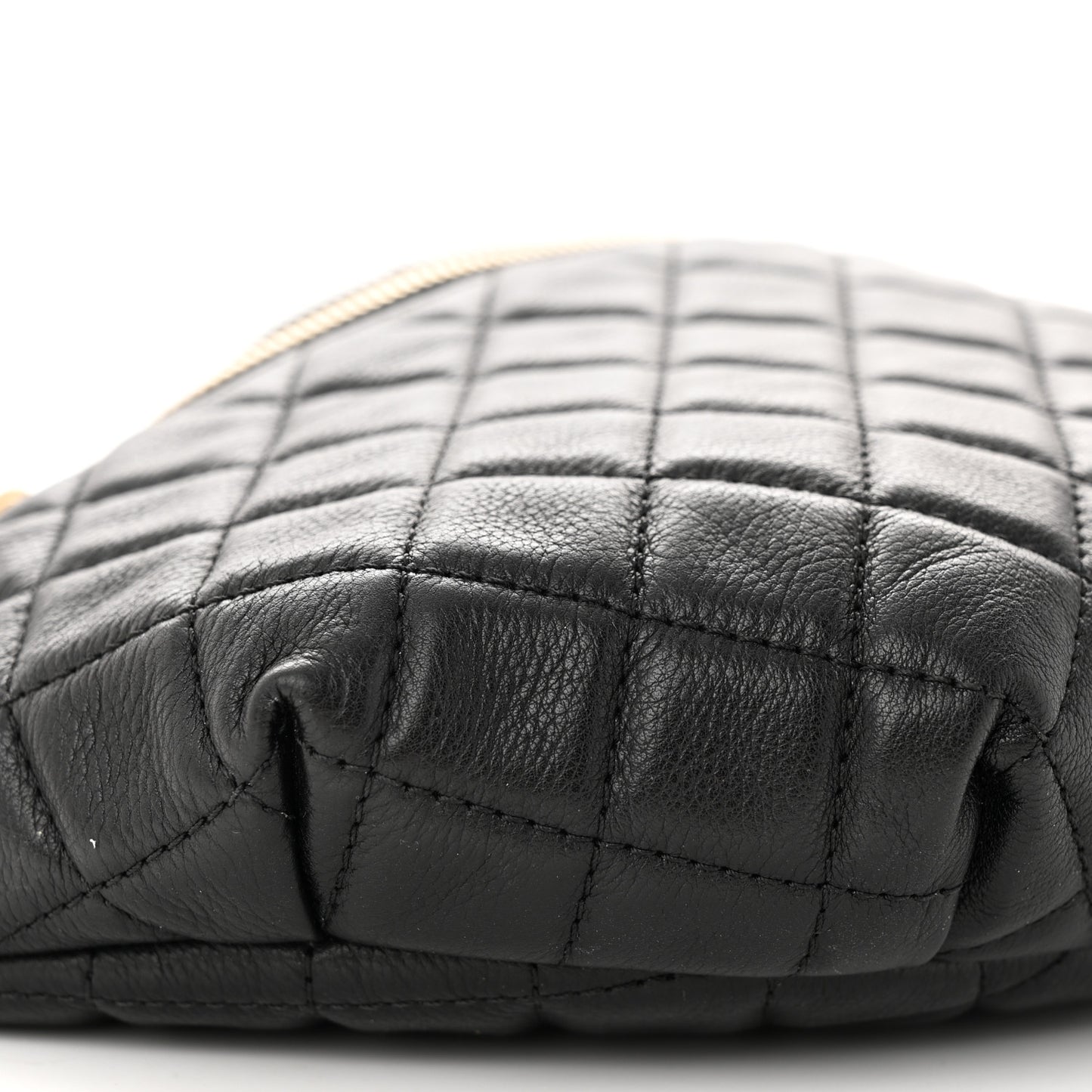 Calfskin Quilted Banane Waist Bag Fanny Pack Black