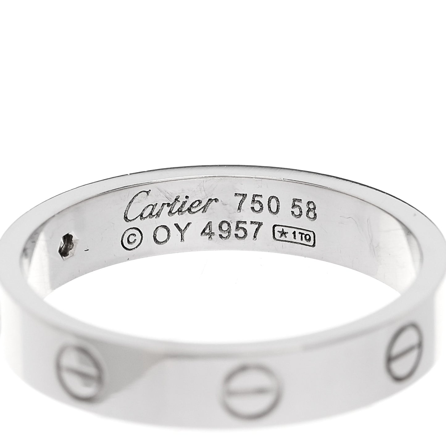 18K White Gold Diamond 4mm LOVE Wedding Band Ring 58 8.25