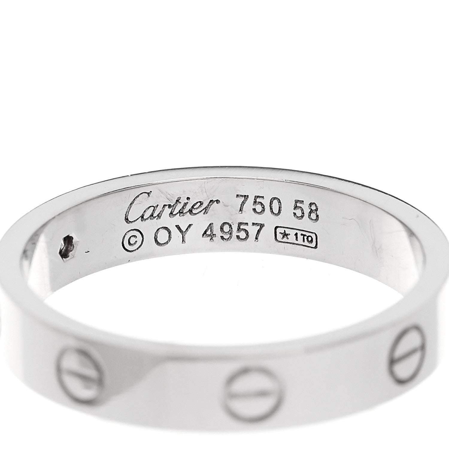 Cartier 18K White Gold Diamond 4mm LOVE Wedding Band Ring 58 8.25 4 of 4