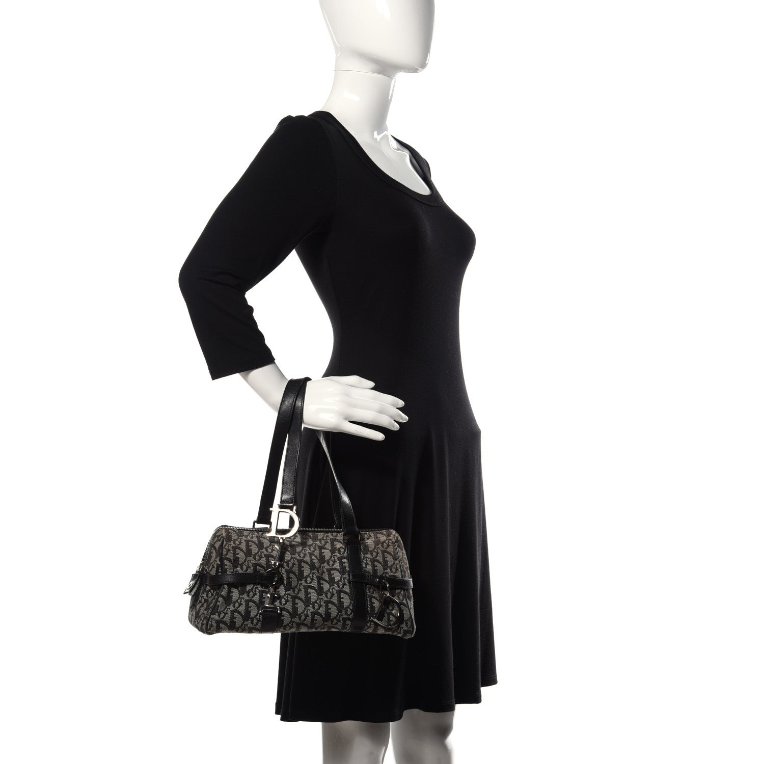 Christian Dior Denim Monogram Charms Shoulder Bag Black 2 of 14