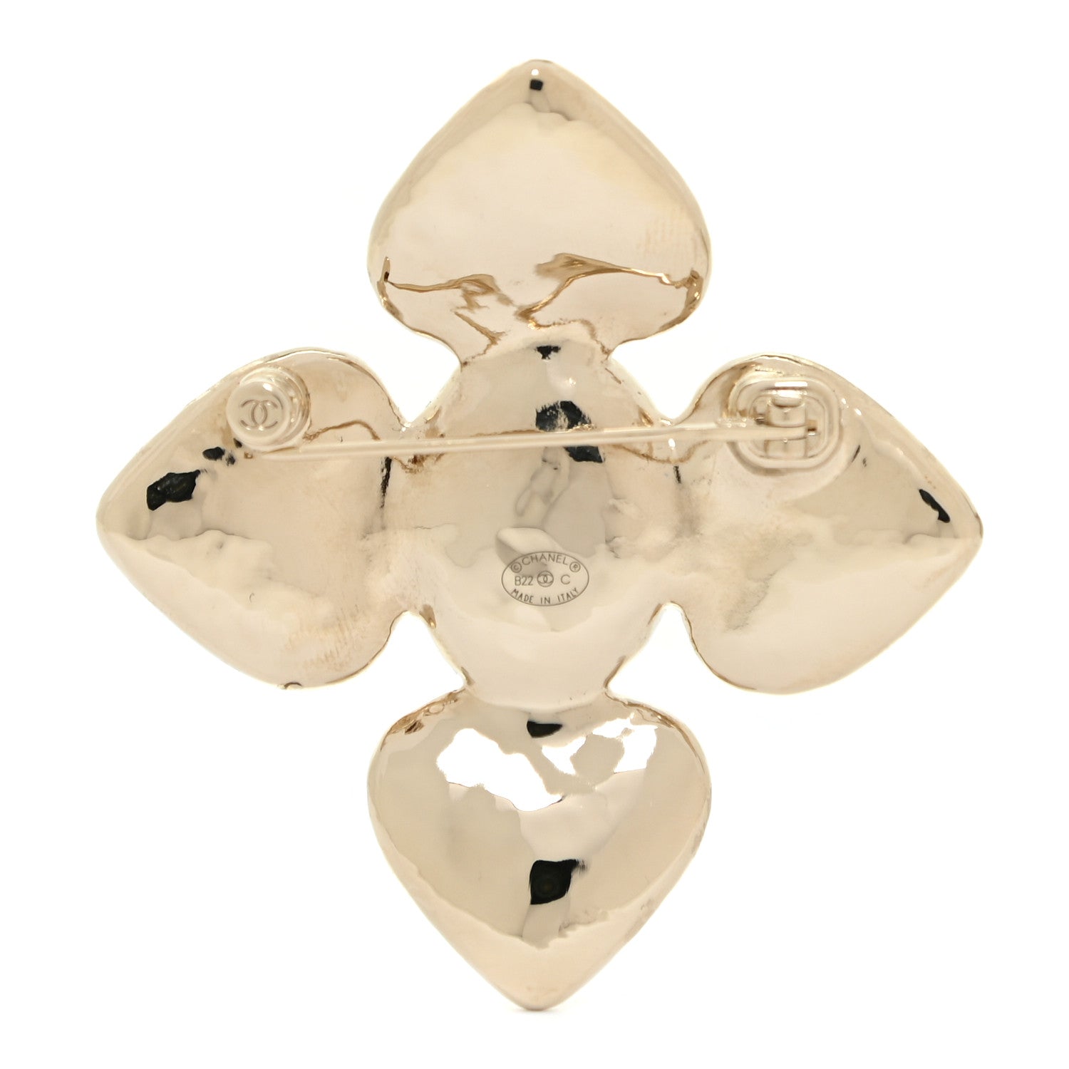 Chanel Resin Pearl CC Heart Brooch Gold Pearly White Black 3 of 6