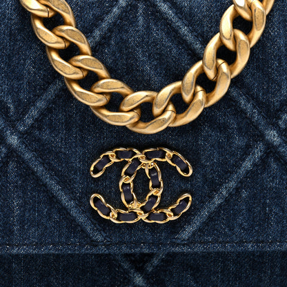 Chanel Denim Quilted Chanel 19 Wallet On Chain WOC Blue 8 of 11