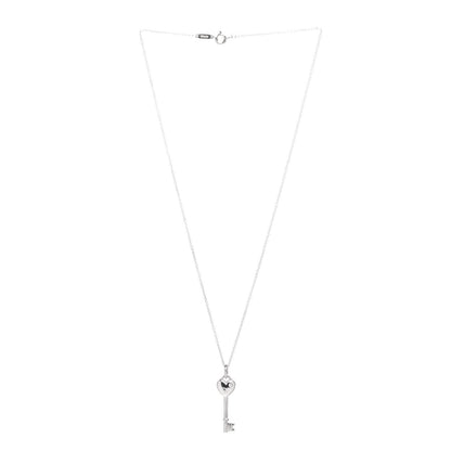Tiffany Sterling Silver Diamond Heart Key Pendant Necklace 3 of 4