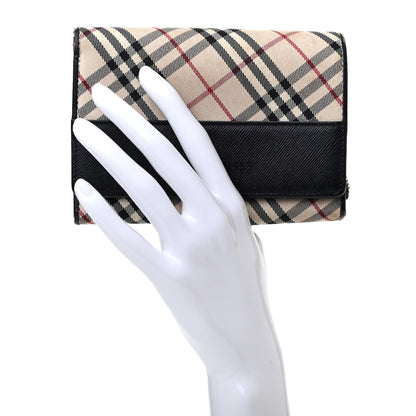 Burberry Calfskin Nova Check Flap Wallet Black 2 of 9