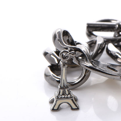 Chanel Enamel CC Eiffel Tower Charm Bracelet Dark Silver 6 of 8