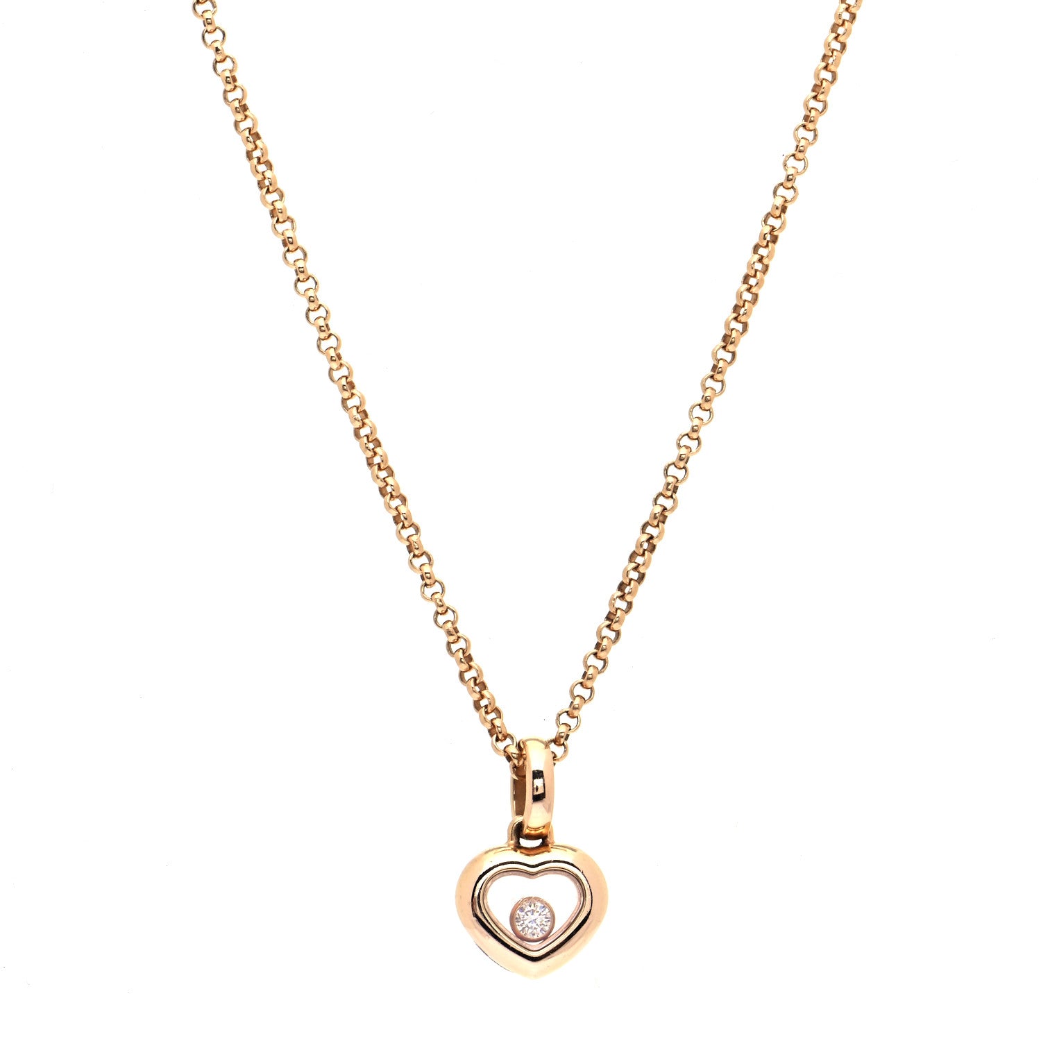 Chopard 18K Yellow Gold Diamond Happy Diamonds Icons Floating Heart Pendant Necklace 1 of 11