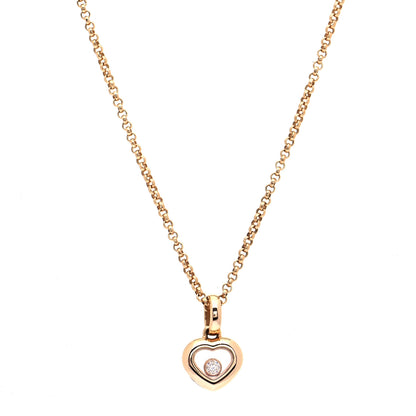Chopard 18K Yellow Gold Diamond Happy Diamonds Icons Floating Heart Pendant Necklace 1 of 11
