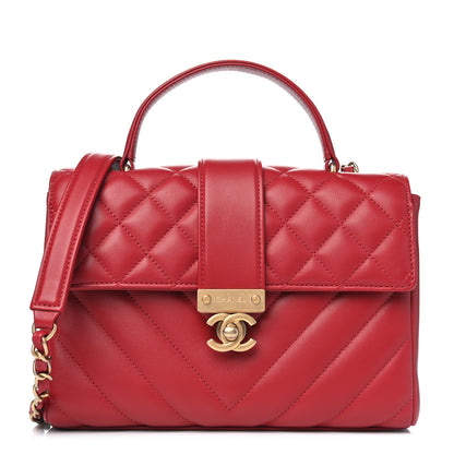 Chanel Calfskin Quilted Chevron In The City Bag Red 1 of 4
