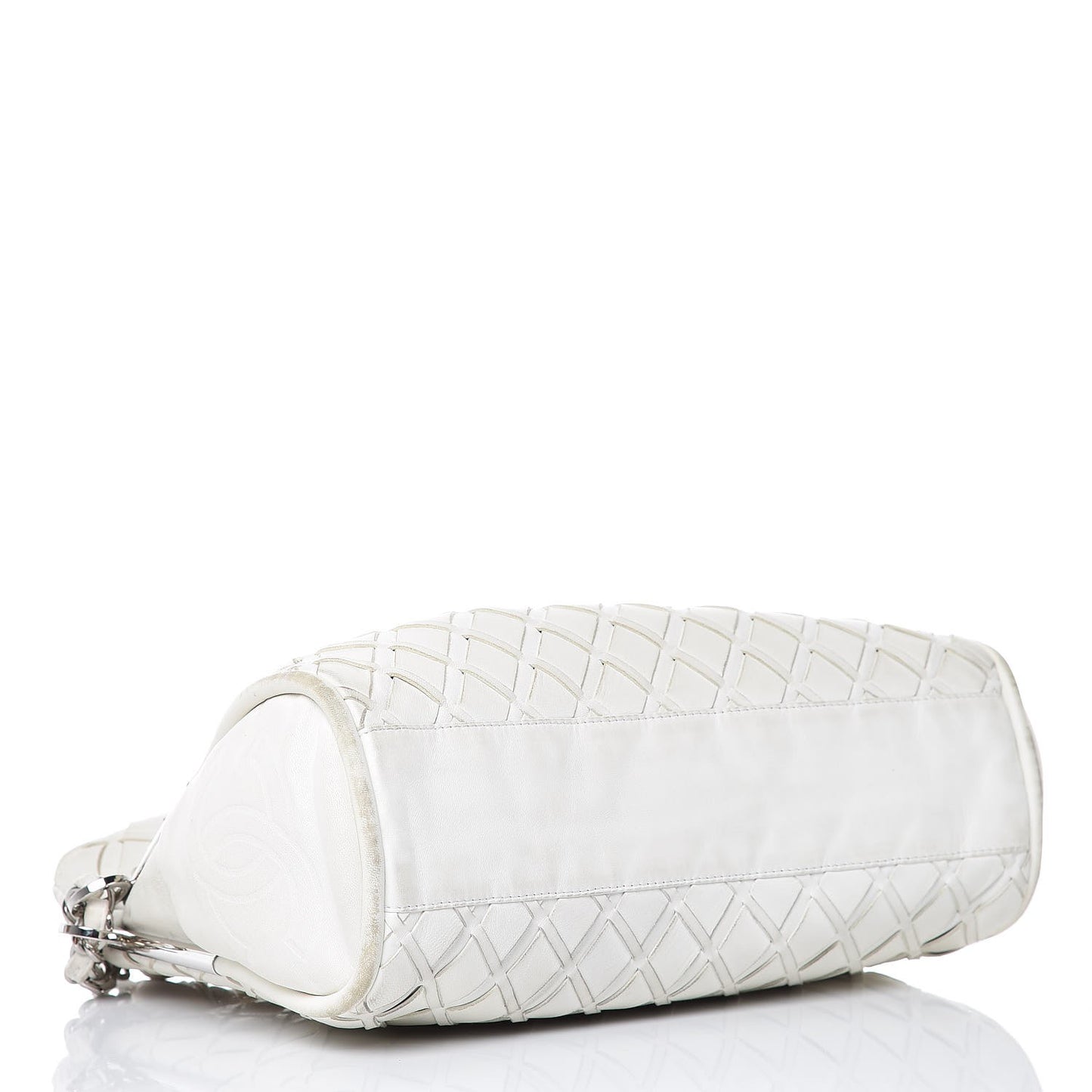 Lambskin Woven Medium Ultimate Soft Sombrero Hobo White