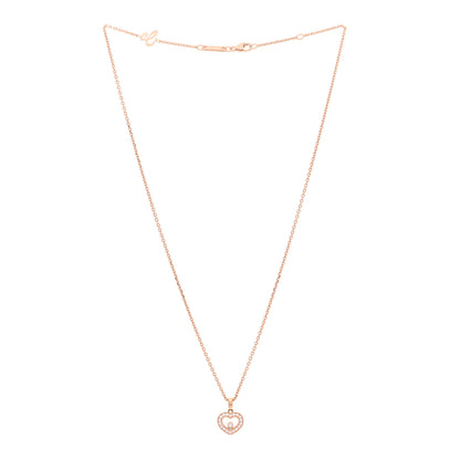 Chopard 18K Rose Gold Diamond Happy Diamonds Icon Heart Pendant Necklace 3 of 8