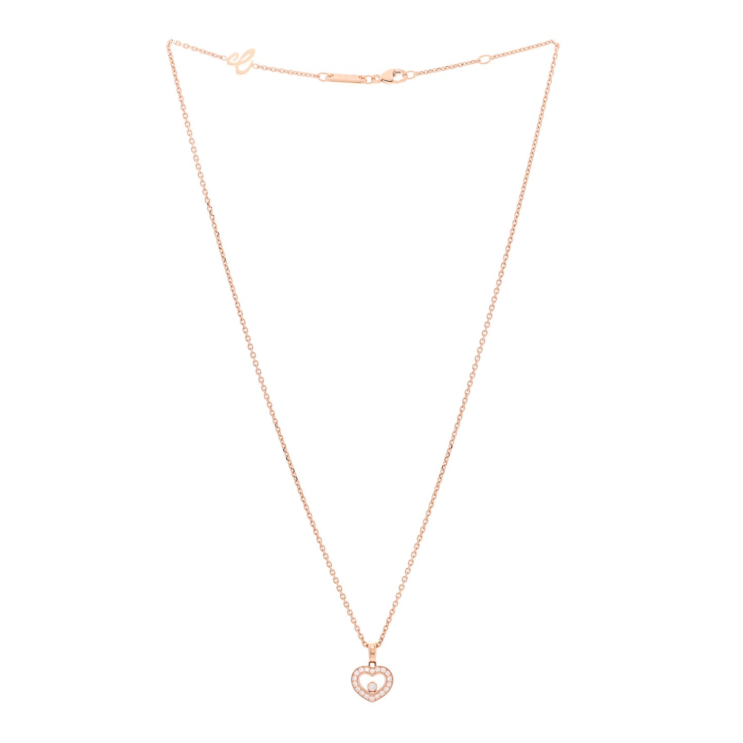 18K Rose Gold Diamond Happy Diamonds Icon Heart Pendant Necklace