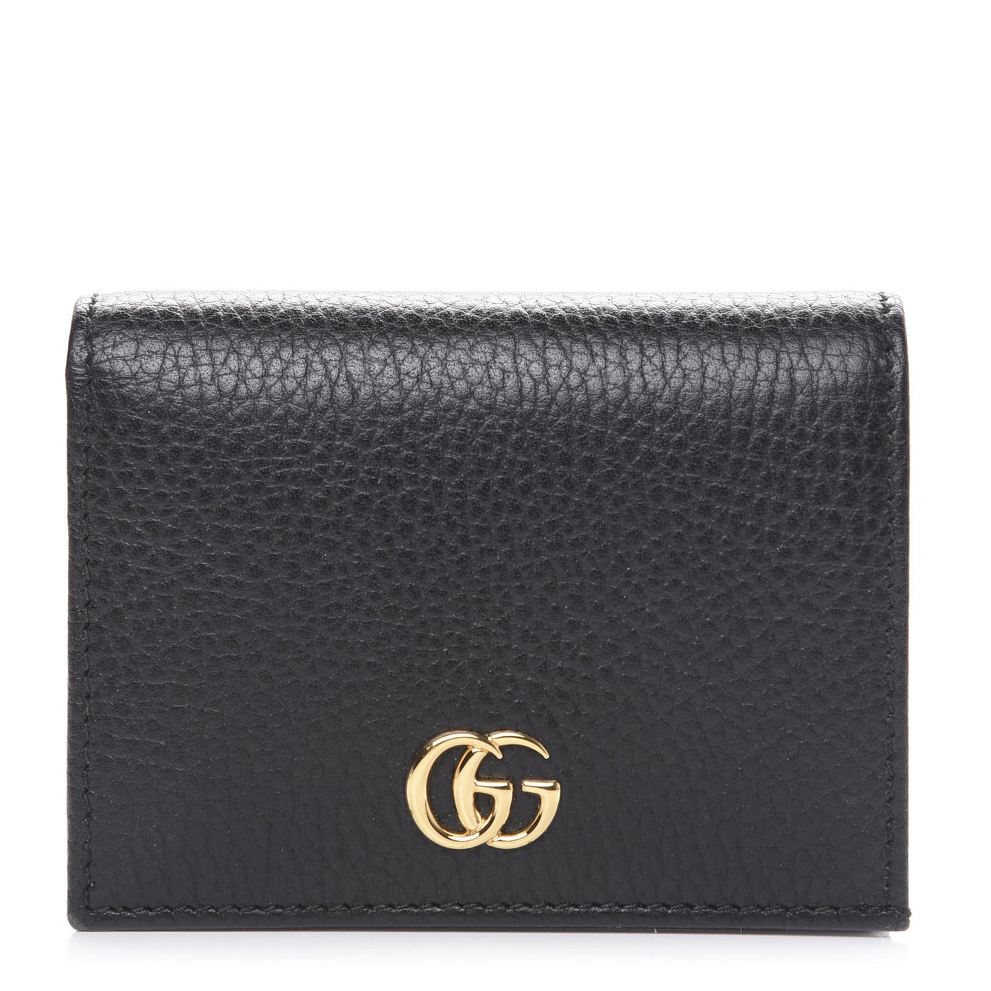 Pebbled Calfskin GG Marmont Card Case Black