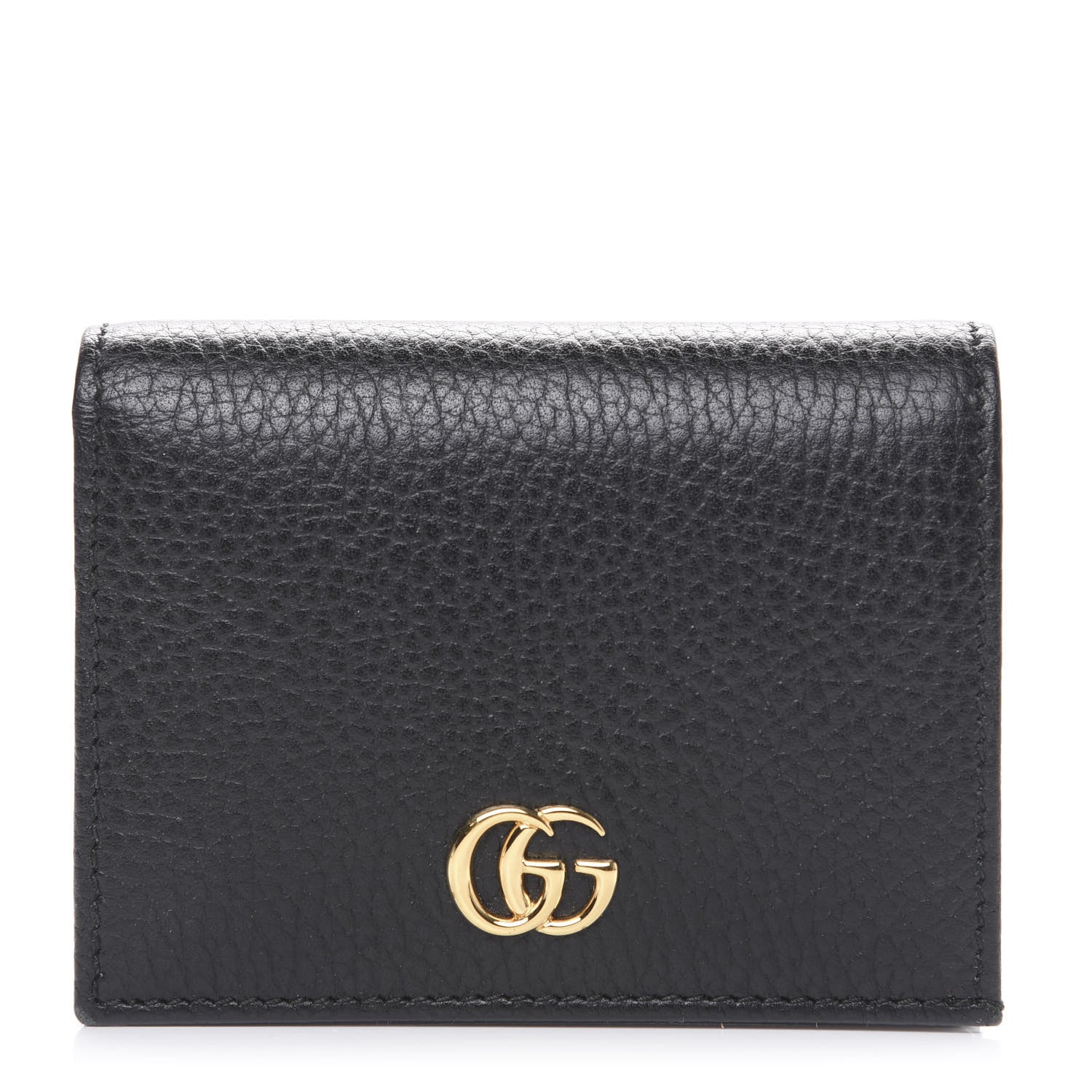 Gucci Pebbled Calfskin GG Marmont Card Case Black 1 of 9