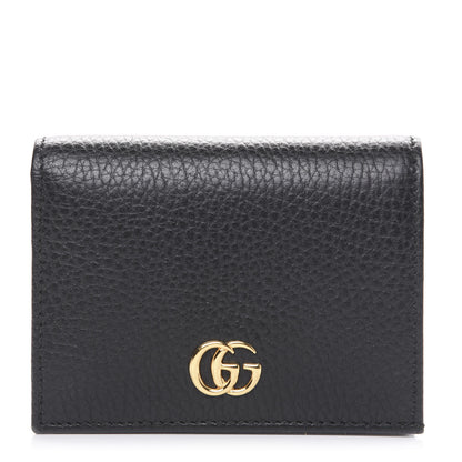 Gucci Pebbled Calfskin GG Marmont Card Case Black 1 of 9