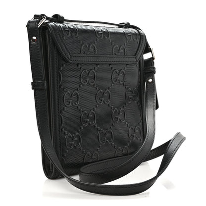 Gucci Calfskin GG Tennis Embossed Messenger Bag Black 3 of 8