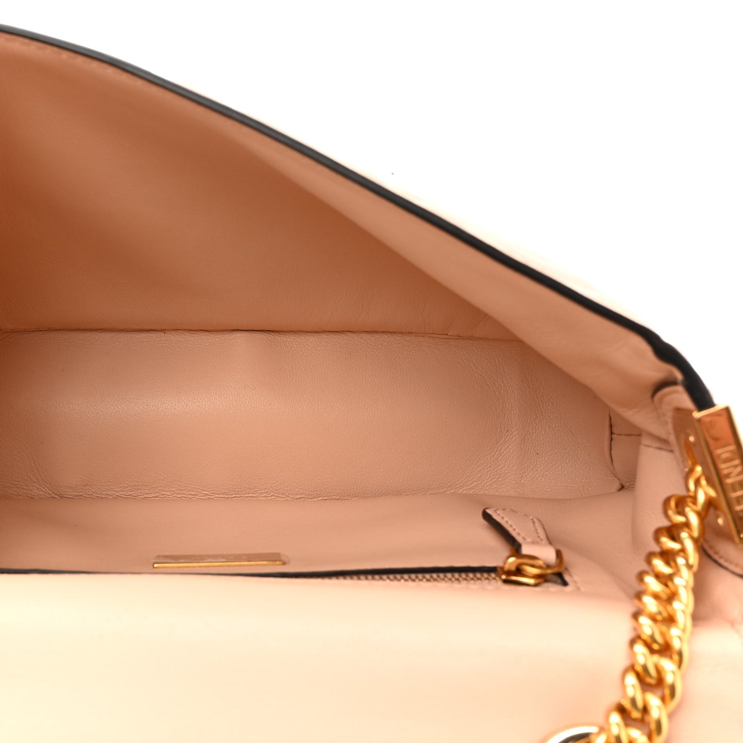 Nappa Small FF Embossed Midi Chain Baguette Light Rose