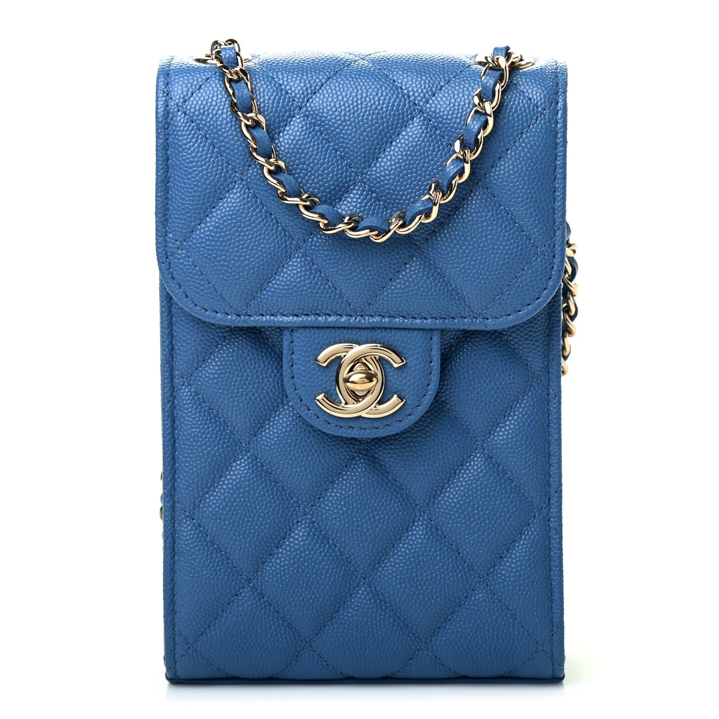 Caviar Quilted Classic Phone Holder Blue