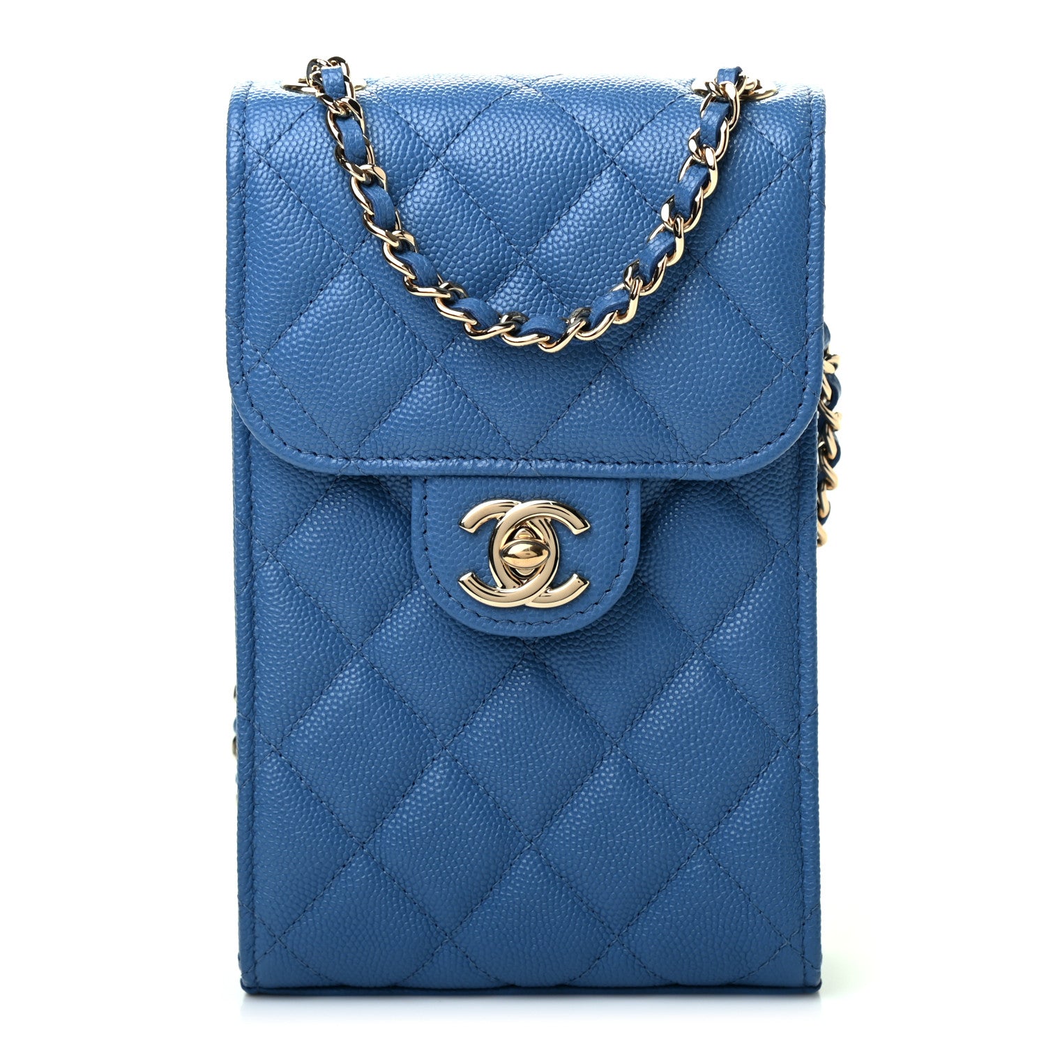 Chanel Caviar Quilted Classic Phone Holder Blue 1 of 10