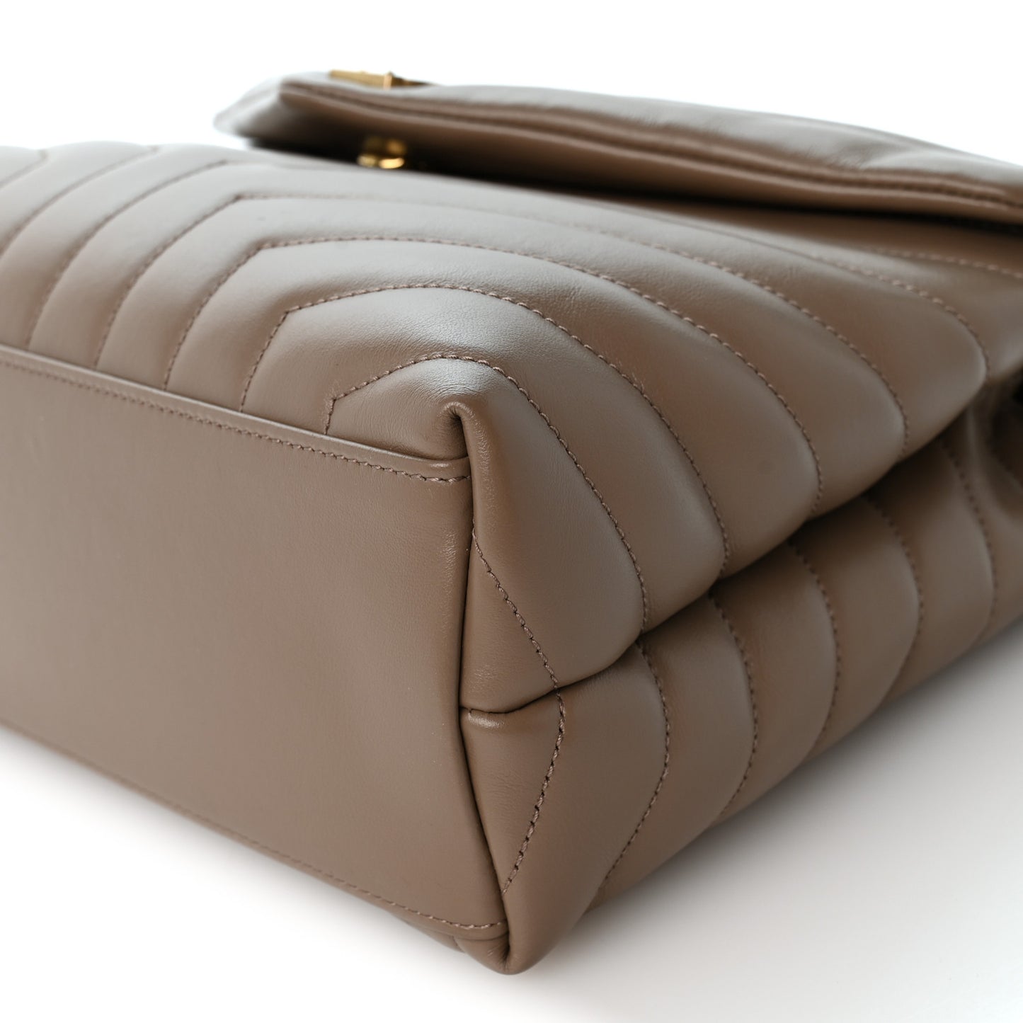 Calfskin Y Quilted Monogram Medium Loulou Chain Satchel Dark Beige