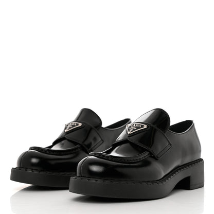 Prada Spazzolato Metal Triangle Logo 50mm Loafers 36.5 Black 3 of 9