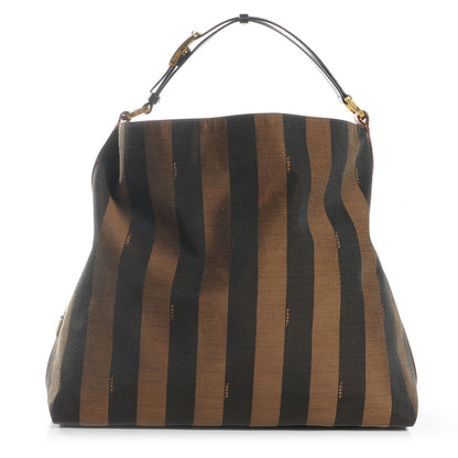 Fendi Pequin Cuoio Vegetale Large Hobo Tobacco Black Cuoio 1 of 8