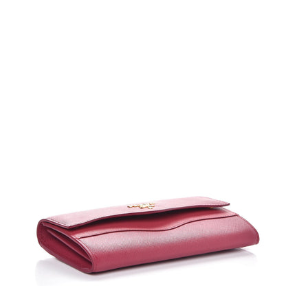 Prada Saffiano Wave Continental Flap Wallet Ibisco Peonia 4 of 9